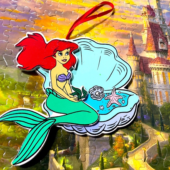 DISNEY’S THE LITTLE MERMAID VTG 90s KURT ADLER HANDCRAFTED WOODEN XMAS ORNAMENT - Picture 1 of 6